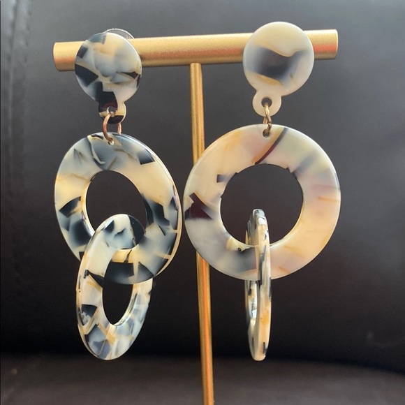 Acrylic Teardrop Earrings with Crystal Accents - Picture 1 of 6